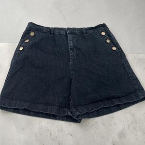 Nine West Black High-Waist Shorts with Gold Buttons